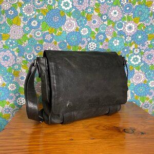 Frye Vintage Black Leather Messenger/Satchal Crossbody Bag